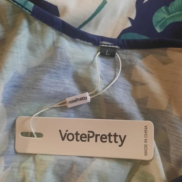 VotePretty Womens V-Neck Spaghetti Strap Tropical Swing Dress Size Large NWT - Picture 5 of 8